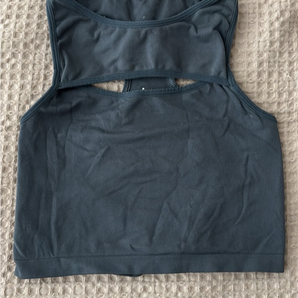 FP Movement by Free People Dark Gray Cutout Tank Top